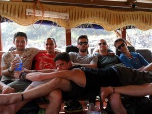 Aboard the slow boat into Laos.From left to right: Max, Mert, Me, Will, Maurijn, Nick (horizontal fool)