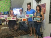 left to right: Marisa, Moustache Brother, me, Sara