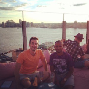 Me and Lucas at sippin champagne at Le Bain