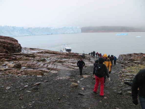 on shore next to the glacier
