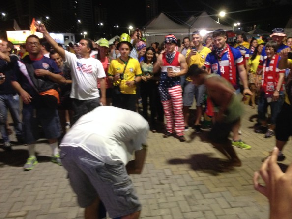 break dance circle before USA - Ghana